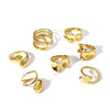Wholesale Glossy Water Drop Specialshaped Geometric Open Stainless Steel Ring For Women With 18K Furnace Vacuum Plating