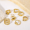 Wholesale Glossy Water Drop Specialshaped Geometric Open Stainless Steel Ring For Women With 18K Furnace Vacuum Plating