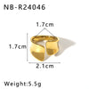 Wholesale Glossy Water Drop Specialshaped Geometric Open Stainless Steel Ring For Women With 18K Furnace Vacuum Plating