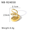 Wholesale Glossy Water Drop Specialshaped Geometric Open Stainless Steel Ring For Women With 18K Furnace Vacuum Plating