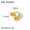 Wholesale Glossy Water Drop Specialshaped Geometric Open Stainless Steel Ring For Women With 18K Furnace Vacuum Plating