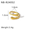 Wholesale Glossy Water Drop Specialshaped Geometric Open Stainless Steel Ring For Women With 18K Furnace Vacuum Plating