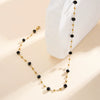 Wholesale Glowing Black Crystal Beads Geometric Titanium Steel Electroplated Calendering Chain Bracelet For Women