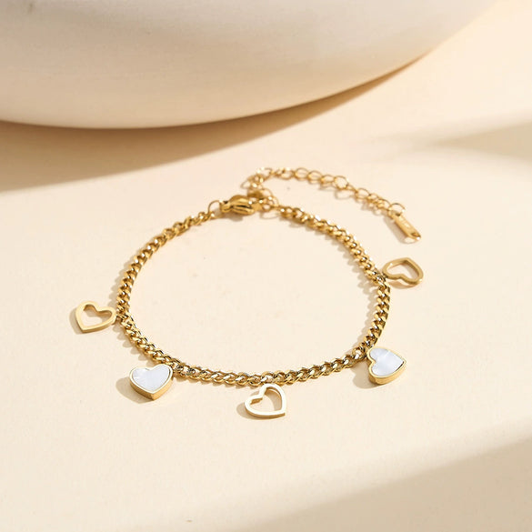 Wholesale Glowing Electroplated Geometric Stainless Steel Heart Jewelry Set For Women