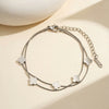 Wholesale Glowing Electroplated Stainless Steel Geometric Four Leaf Clover Double Layered Bracelet For Women