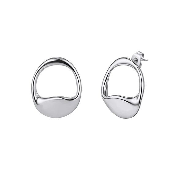 Wholesale Glowing Electroplated 304 Stainless Steel 18K Gold Geometric Women's Earrings With 925 Silver Ear Needles