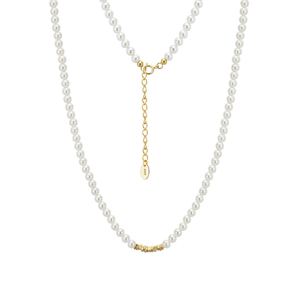 Wholesale Glowing French Style Light Luxury Minimalist Geometric S925 Silver Electroplated Pearl Necklace For Women