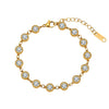 Wholesale Glowing Geometric Stainless Steel Zircon Crystal Adjustable Bracelet For Women With Vacuum Plating