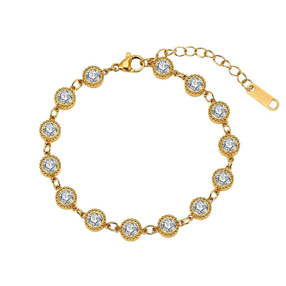 Wholesale Glowing Geometric Stainless Steel Zircon Crystal Adjustable Bracelet For Women With Vacuum Plating