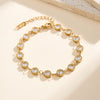 Wholesale Glowing Geometric Stainless Steel Zircon Crystal Adjustable Bracelet For Women With Vacuum Plating