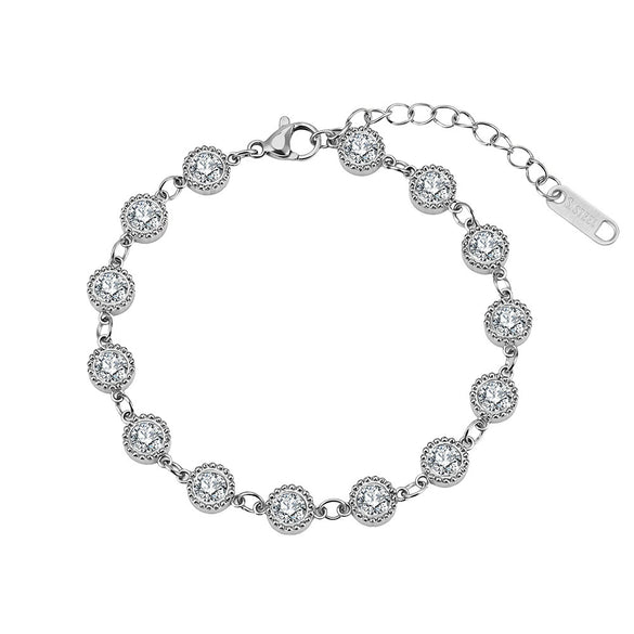 Wholesale Glowing Geometric Stainless Steel Zircon Crystal Adjustable Bracelet For Women With Vacuum Plating