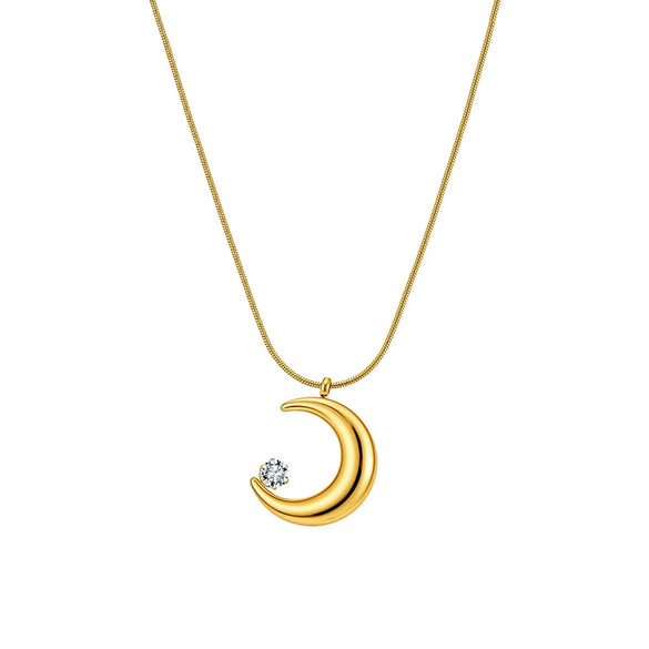 Wholesale Glowing Geometric Star And Moon Claw Diamond Light Luxury Electroplated Calendering Chain Necklace For Women