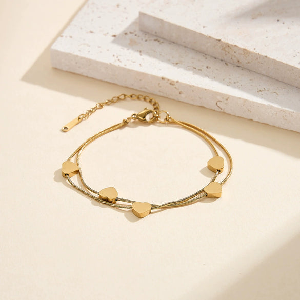 Wholesale Glowing Heartshaped Geometric Stainless Steel Electroplated Bracelet For Women