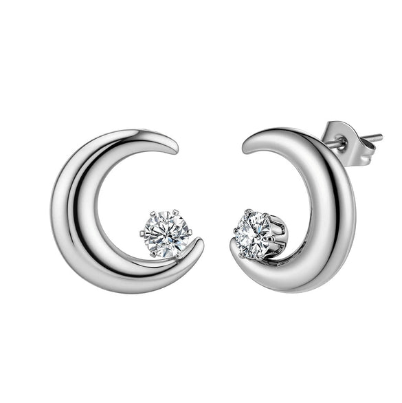 Wholesale Glowing Moon Zircon Geometric Electroplated Stainless Steel Earrings For Women