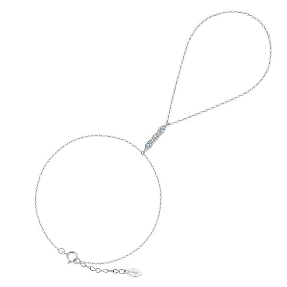 Wholesale Glowing Silver Geometric Rhinestone Finger And Wrist Chain Jewelry For Women