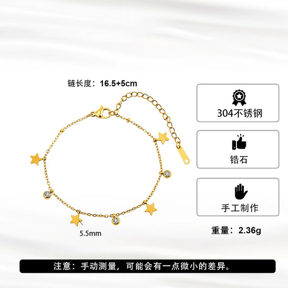 Wholesale Glowing Star Anklet For Women Simple Geometric Stainless Steel Jewelry With Moon Design