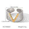 Wholesale Gold And Silver Colormatched Stainless Steel Openended Rings With Animal Zodiac Shapes Flowers Shell Lines Geometric Patterns Polished Plating For Women