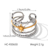 Wholesale Gold And Silver Colormatched Stainless Steel Openended Rings With Animal Zodiac Shapes Flowers Shell Lines Geometric Patterns Polished Plating For Women