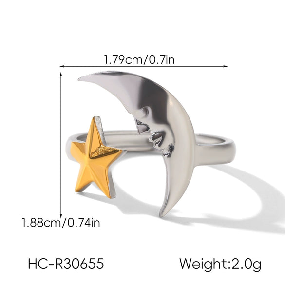 Wholesale Gold And Silver Colormatched Stainless Steel Openended Rings With Animal Zodiac Shapes Flowers Shell Lines Geometric Patterns Polished Plating For Women