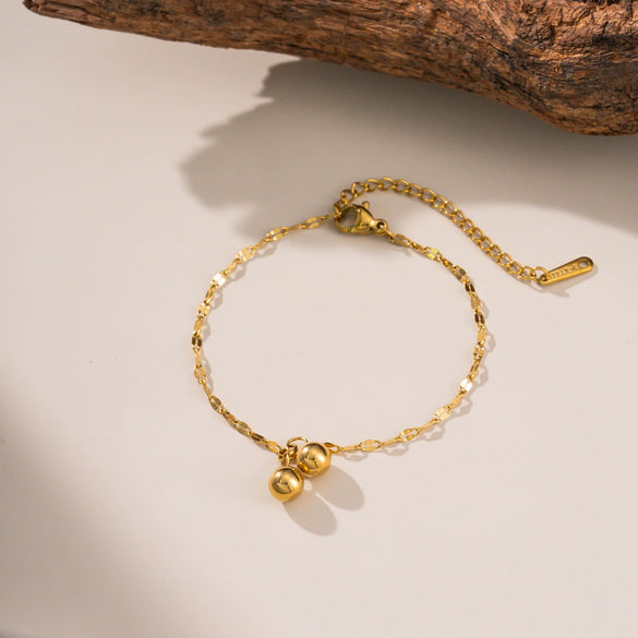 Wholesale Gold Bead Titanium Steel Jewelry Set With Geometric Pattern And Electroplating For Women Normcore Design