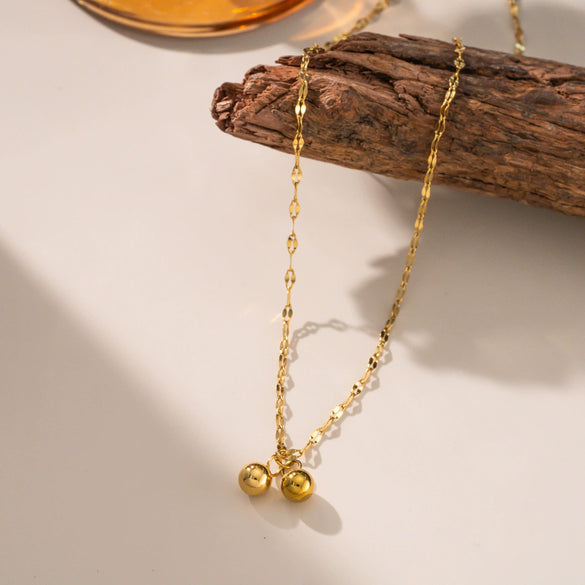 Wholesale Gold Bead Titanium Steel Jewelry Set With Geometric Pattern And Electroplating For Women Normcore Design