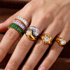 Wholesale Gold Electroplated Flower Shape Zircon Ring Unisex Trendy Ins Style Accessories