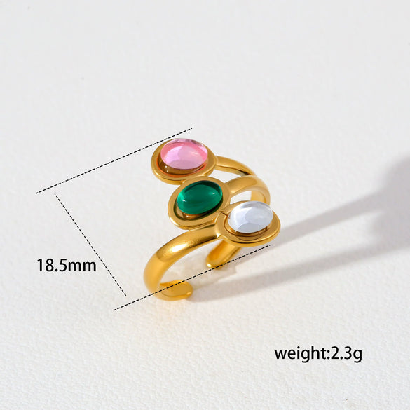 Wholesale Gold Electroplated Flower Shape Zircon Ring Unisex Trendy Ins Style Accessories