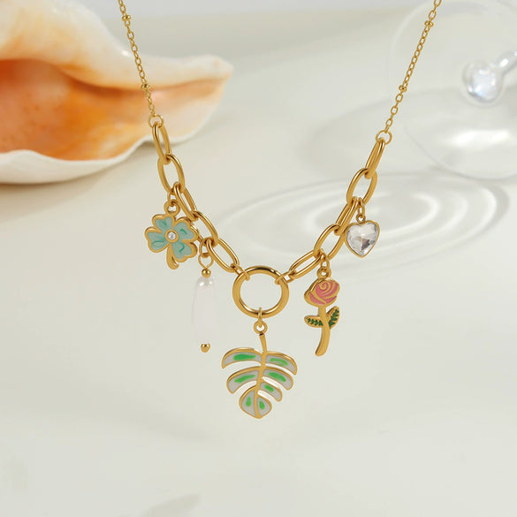Wholesale Gold Electroplated Stainless Steel Geometric Pendant Necklace For Women