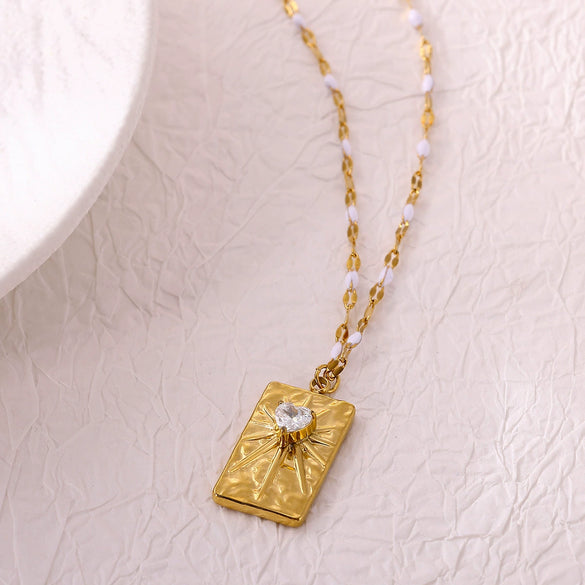 Wholesale Gold Electroplated Stainless Steel Heart Cross Chain Necklace For Unisex