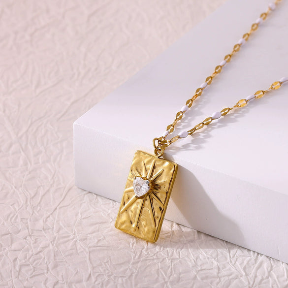 Wholesale Gold Electroplated Stainless Steel Heart Cross Chain Necklace For Unisex