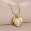 Wholesale Gold Electroplated Stainless Steel Heart Pendant Necklace With Cross Chain For Unisex