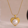 Wholesale Gold Electroplated Stainless Steel Heart Pendant Necklace With Cross Chain For Unisex