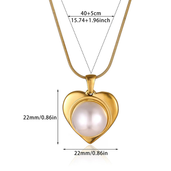 Wholesale Gold Electroplated Stainless Steel Heart Pendant Necklace With Cross Chain For Unisex