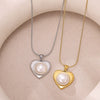 Wholesale Gold Electroplated Stainless Steel Heart Pendant Necklace With Cross Chain For Unisex