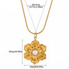 Wholesale Gold Electroplated Stainless Steel Hollow Flower Pendant Necklace With Cross Chain For Unisex