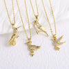 Wholesale Gold Plated Bird Pendant Necklace With Full Zircon For Women Copper O Word Chain Electroplated