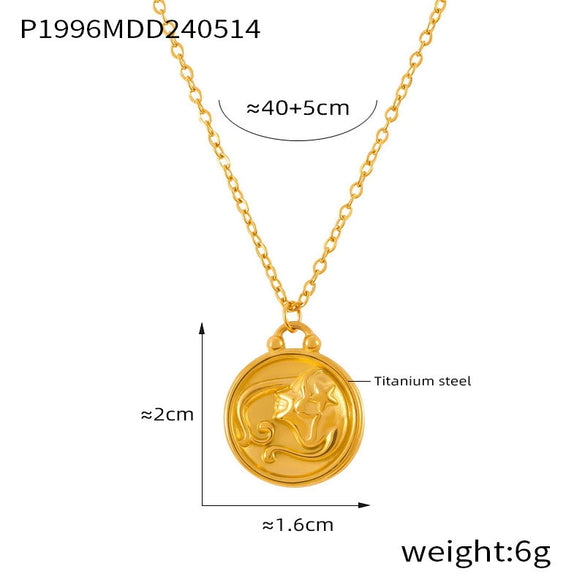 Wholesale Gold Plated Constellation Geometric Pattern Titanium Steel Pendant Necklace For Women