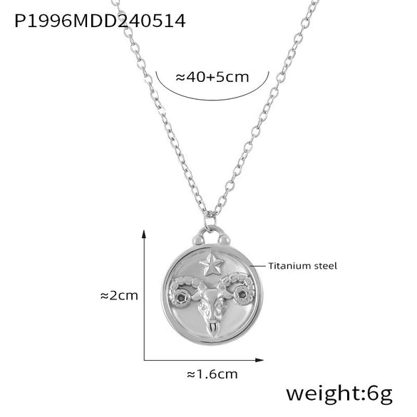 Wholesale Gold Plated Constellation Geometric Pattern Titanium Steel Pendant Necklace For Women