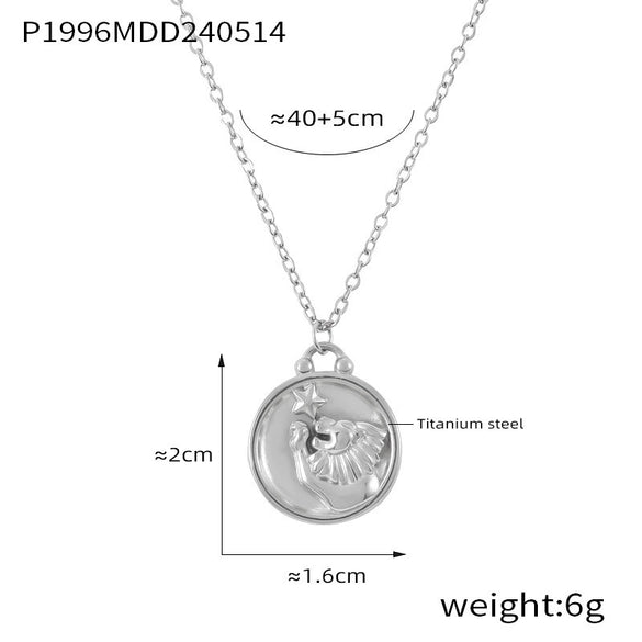 Wholesale Gold Plated Constellation Geometric Pattern Titanium Steel Pendant Necklace For Women