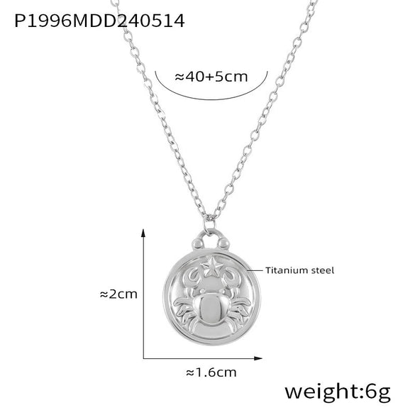 Wholesale Gold Plated Constellation Geometric Pattern Titanium Steel Pendant Necklace For Women