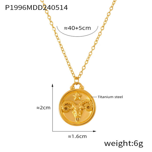 Wholesale Gold Plated Constellation Geometric Pattern Titanium Steel Pendant Necklace For Women