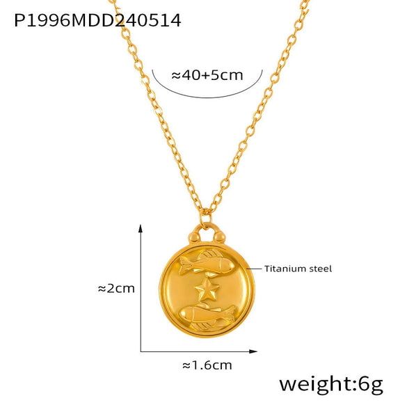 Wholesale Gold Plated Constellation Geometric Pattern Titanium Steel Pendant Necklace For Women