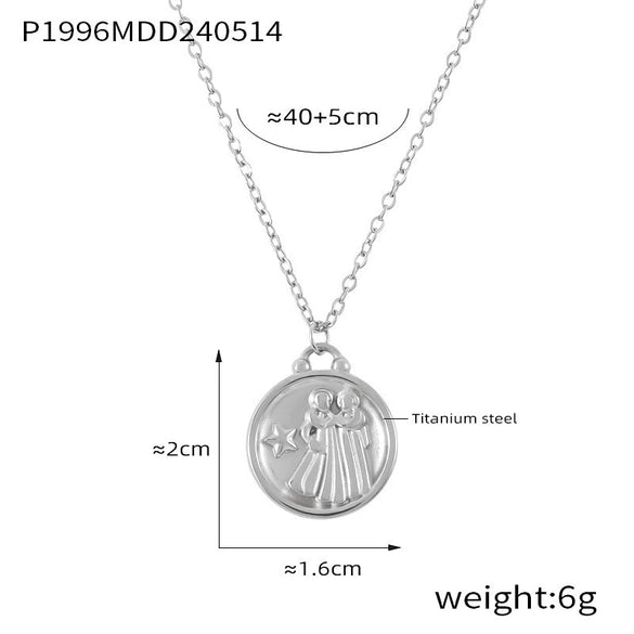Wholesale Gold Plated Constellation Geometric Pattern Titanium Steel Pendant Necklace For Women