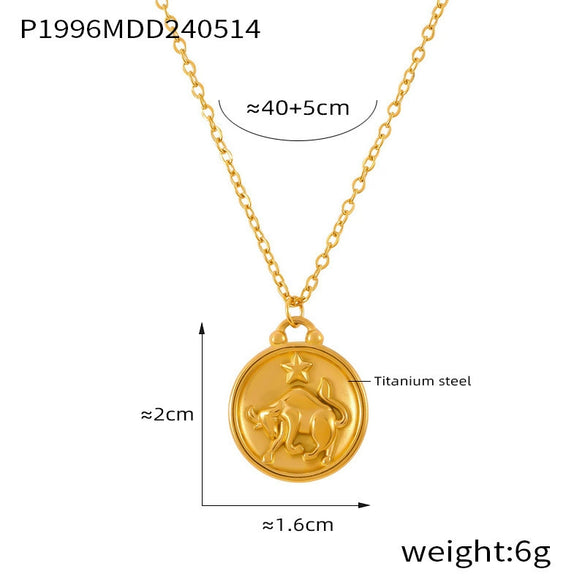 Wholesale Gold Plated Constellation Geometric Pattern Titanium Steel Pendant Necklace For Women