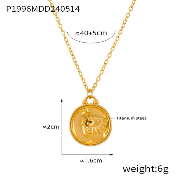 Wholesale Gold Plated Constellation Geometric Pattern Titanium Steel Pendant Necklace For Women