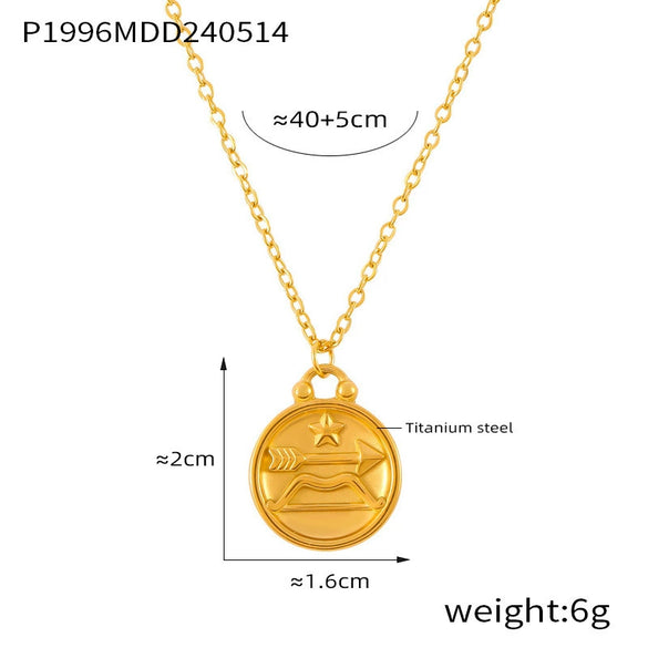 Wholesale Gold Plated Constellation Geometric Pattern Titanium Steel Pendant Necklace For Women