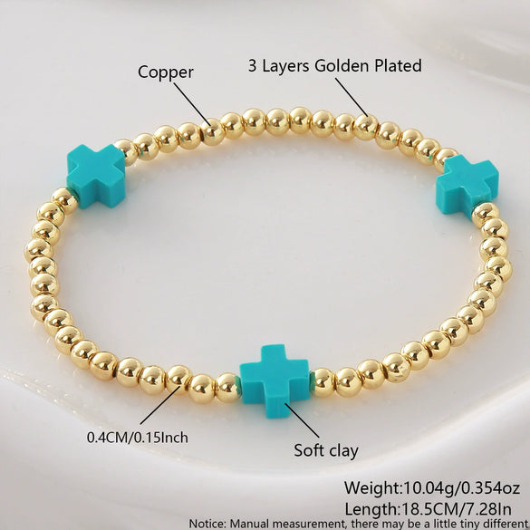 Wholesale Gold Plated Copper Cross Elastic Bracelet Jewelry For Unisex And Women