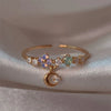 Wholesale Gold Plated Copper Fashion Retro Cute Sweet Style Pink Heart Shaped Butterfly Flower Opening Ring For Women