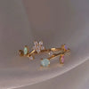 Wholesale Gold Plated Copper Fashion Retro Cute Sweet Style Pink Heart Shaped Butterfly Flower Opening Ring For Women