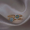 Wholesale Gold Plated Copper Fashion Retro Cute Sweet Style Pink Heart Shaped Butterfly Flower Opening Ring For Women